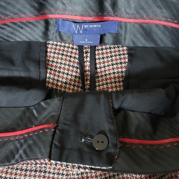 W by Worth Multicolor Mini Houndstooth Straight Leg Dress Pants-Size 8 - Picture 4 of 6